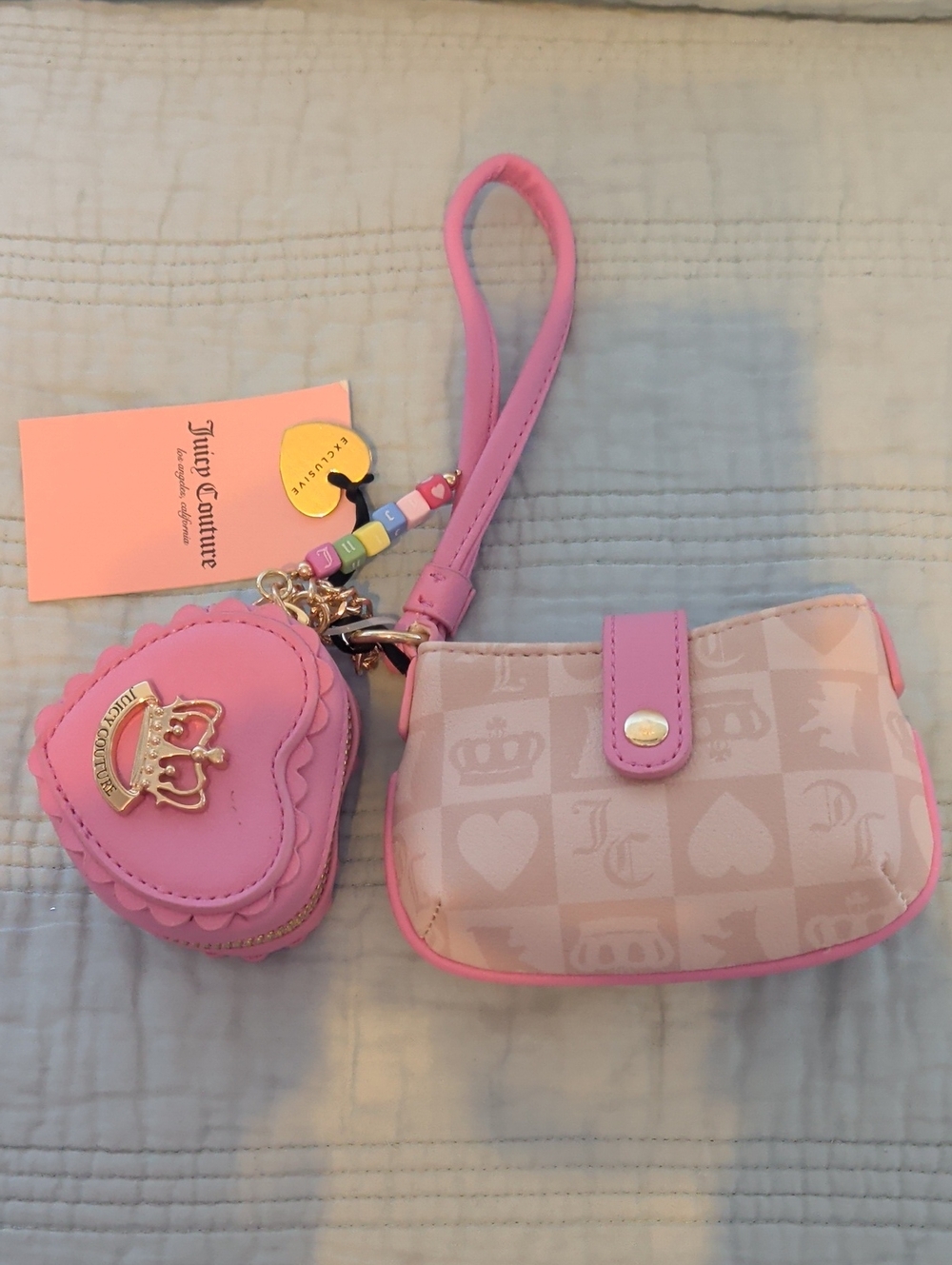 Exclusive Juicy Couture Pink Heart Charm Wristlet Set